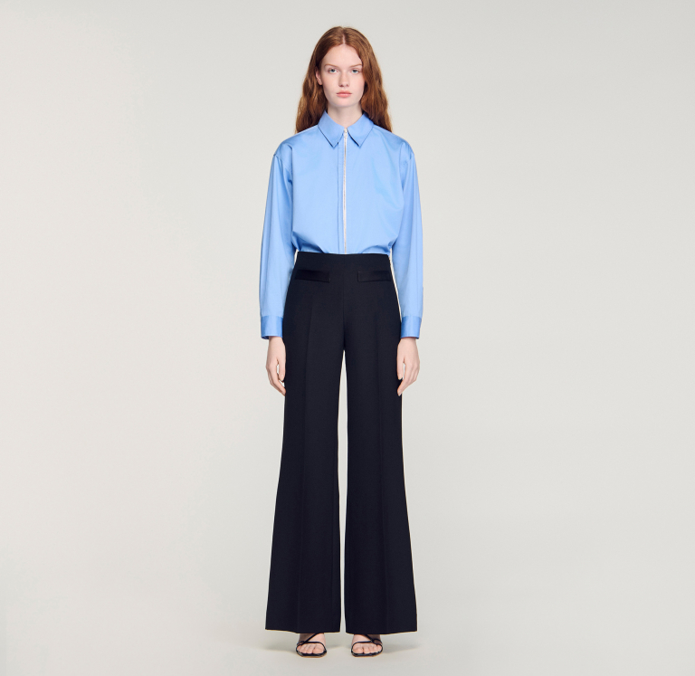 Жіночі брюки з атласними вставками