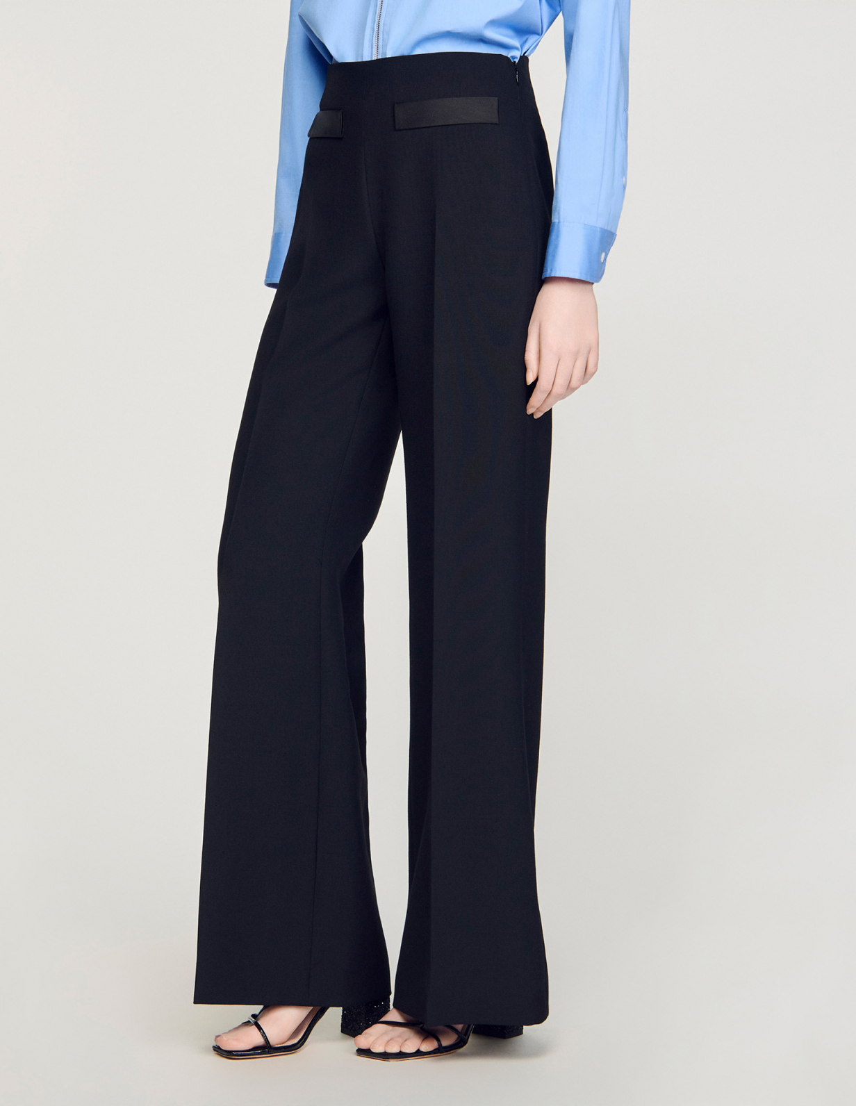 Жіночі брюки з атласними вставками_4