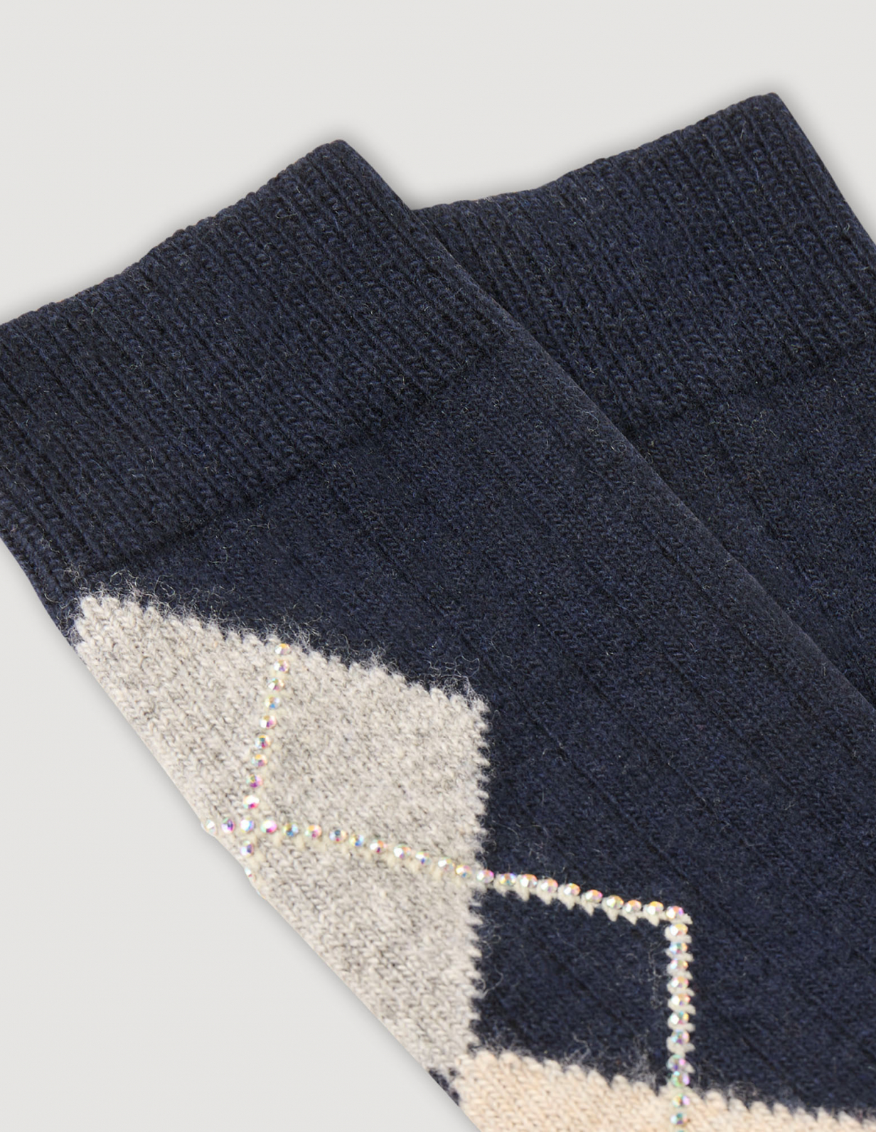 Жіночі шкарпетки з ромбоподібним візерунком та стразами_2