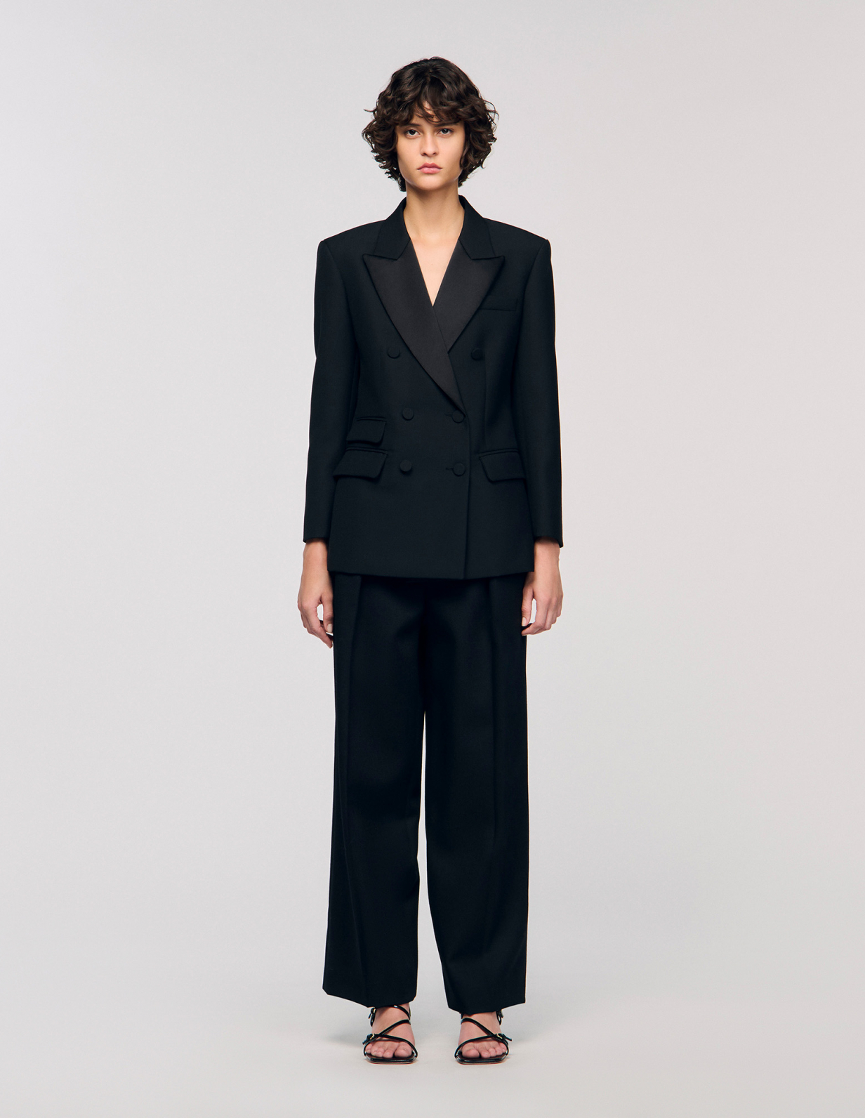 Женский жакет-смокинг с атласным воротником_2