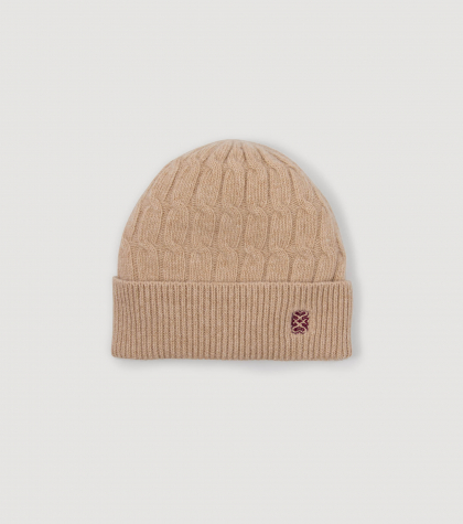 Женская бежевая шерстяная шапка