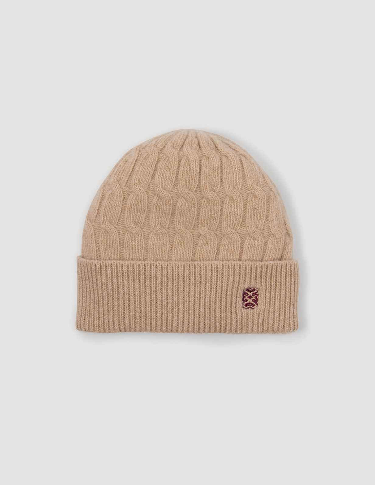 Женская бежевая шерстяная шапка_3