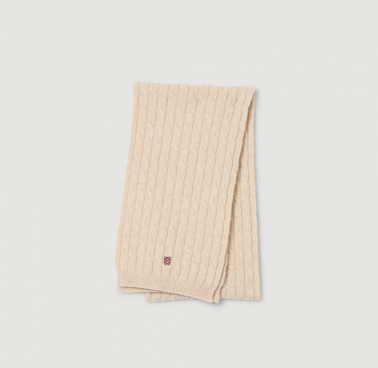 Женский молочный шерстяной шарф