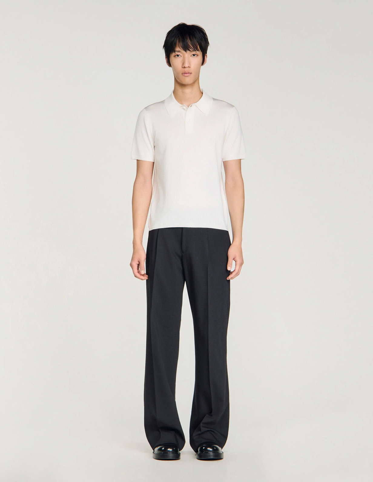 Мужское белое трикотажное поло_2