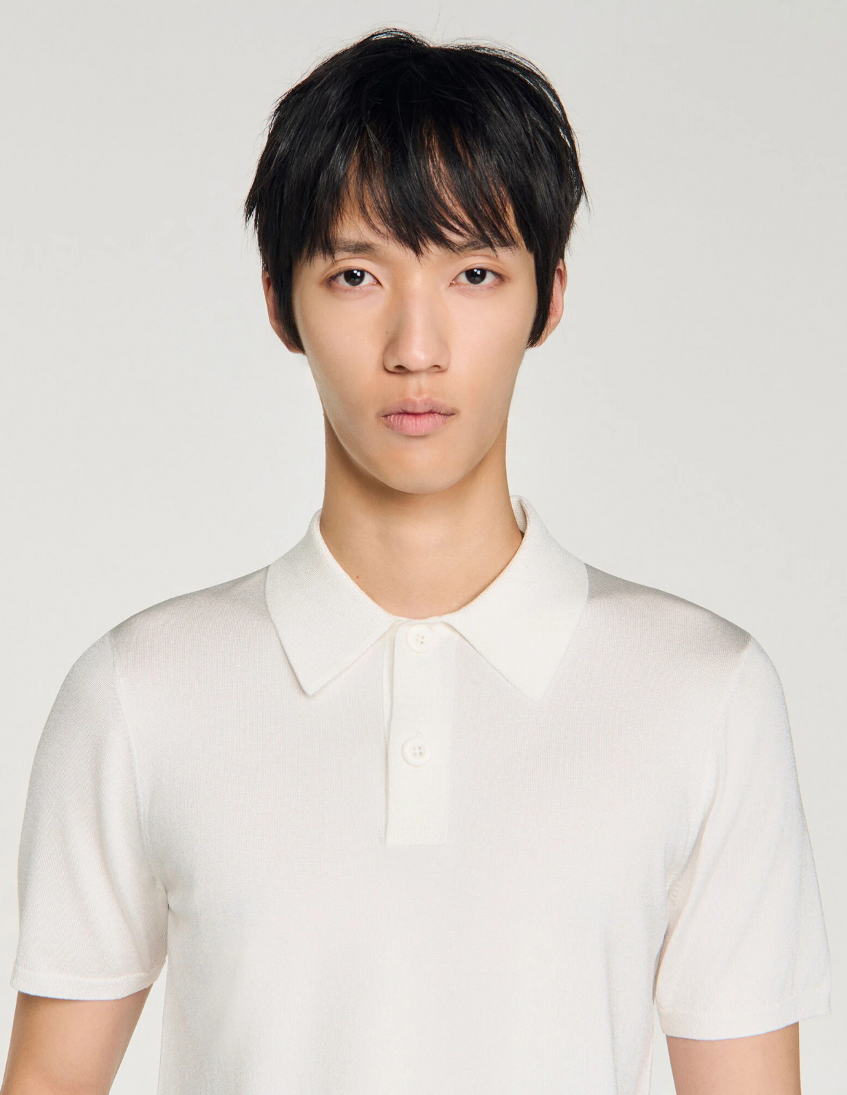 Мужское белое трикотажное поло_3