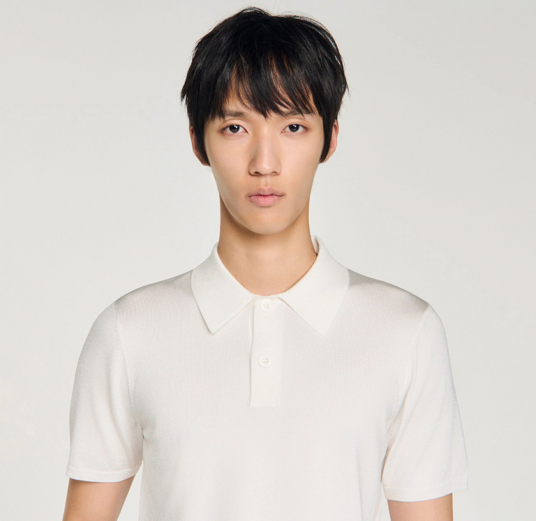 Мужское белое трикотажное поло