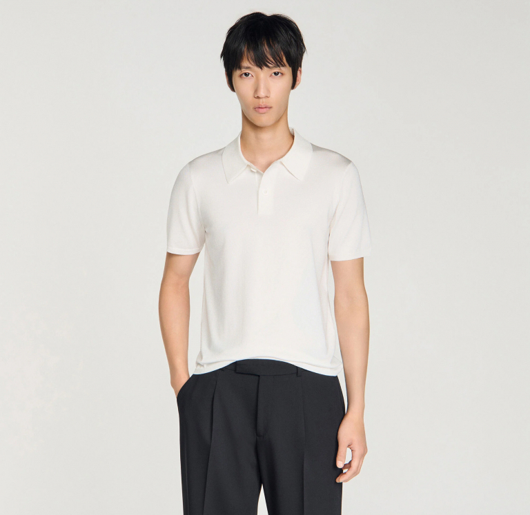 Мужское белое трикотажное поло