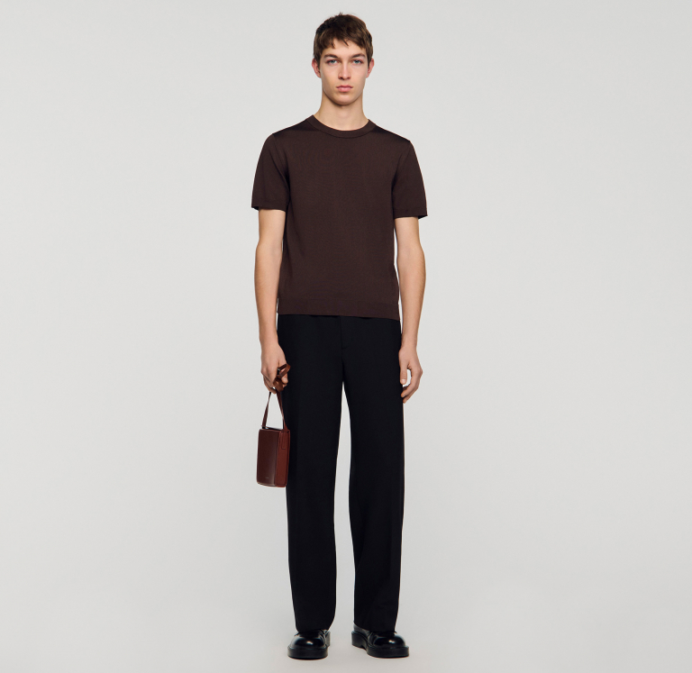 Чоловіча коричнева в'язана футболка