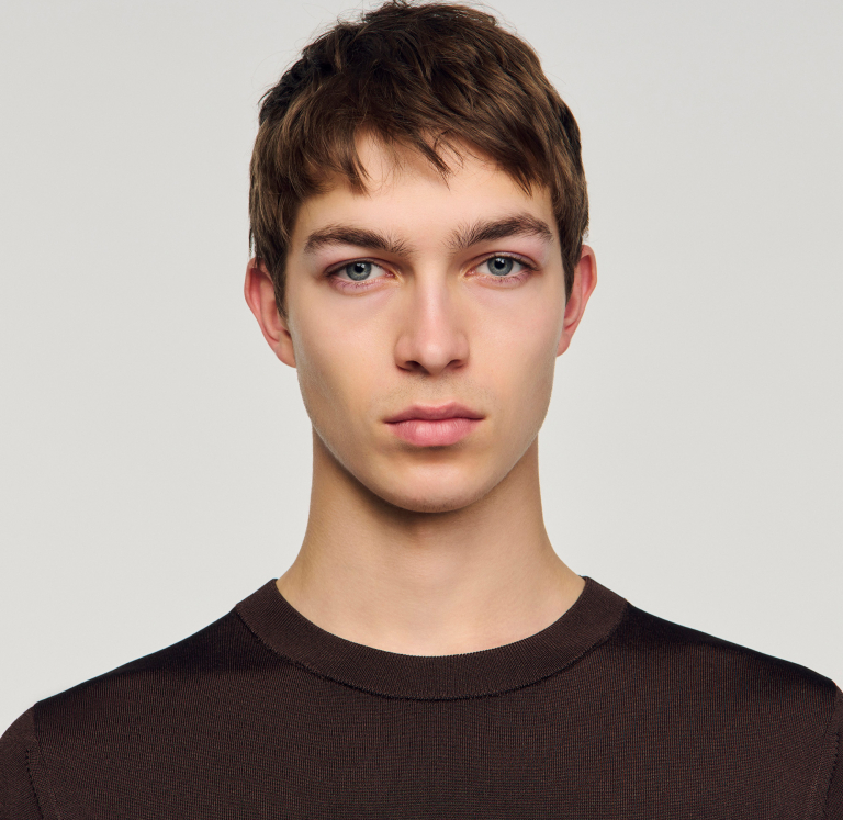 Чоловіча коричнева в'язана футболка