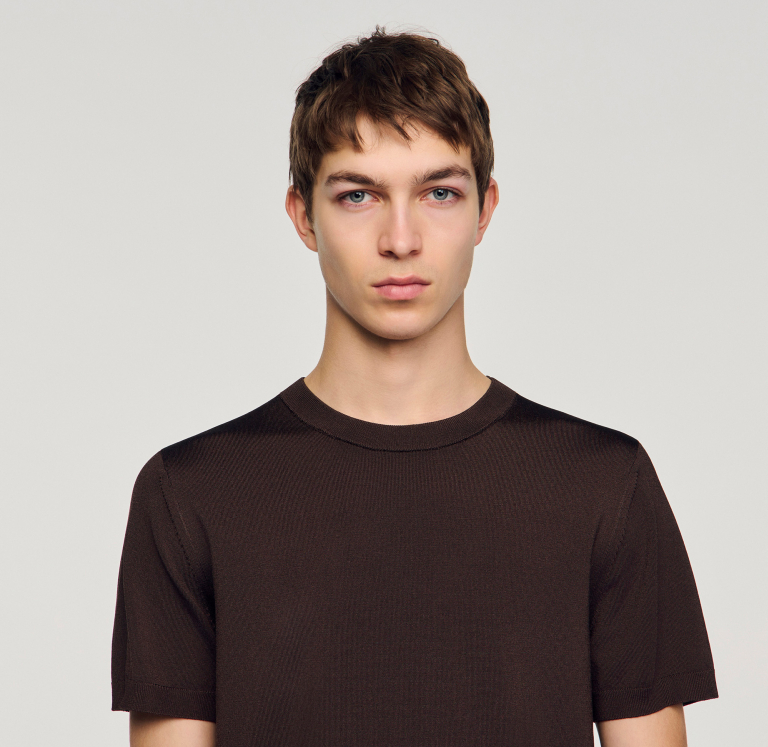 Чоловіча коричнева в'язана футболка