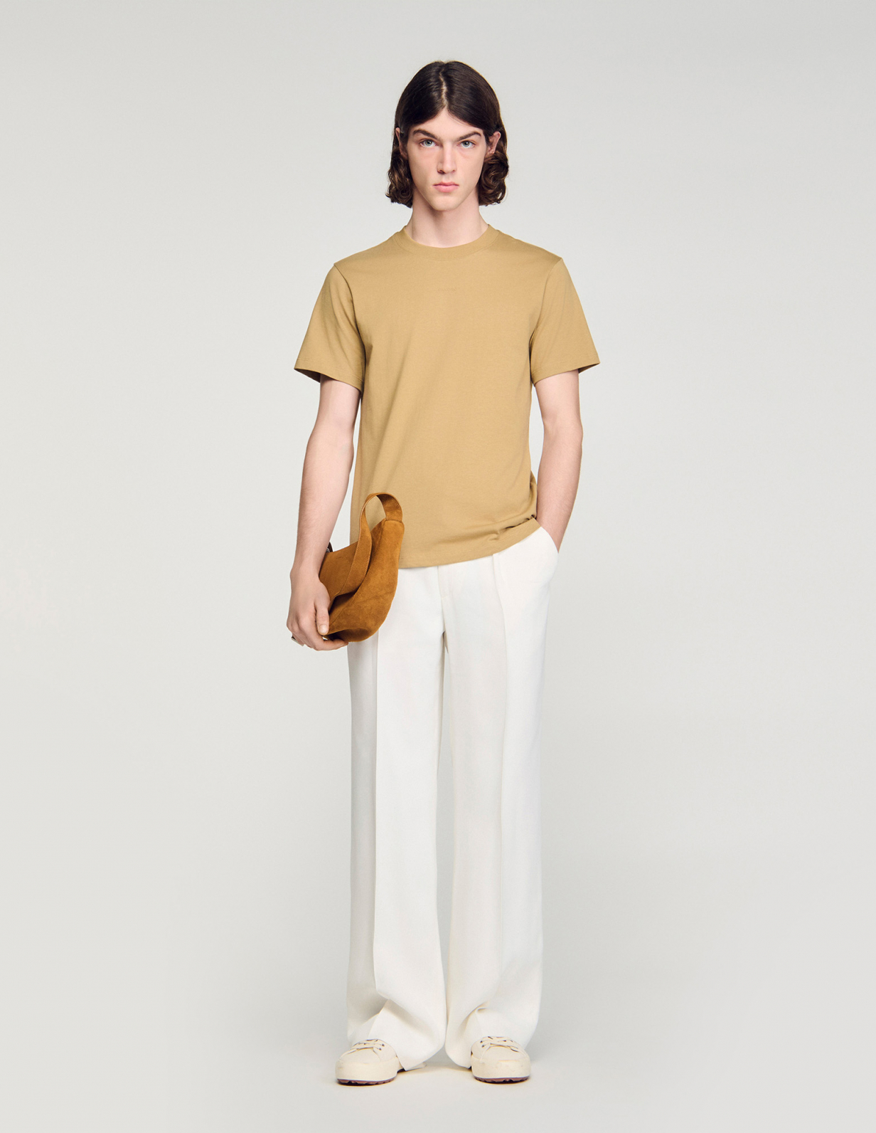 Чоловіча бежева бавовняна футболка_1