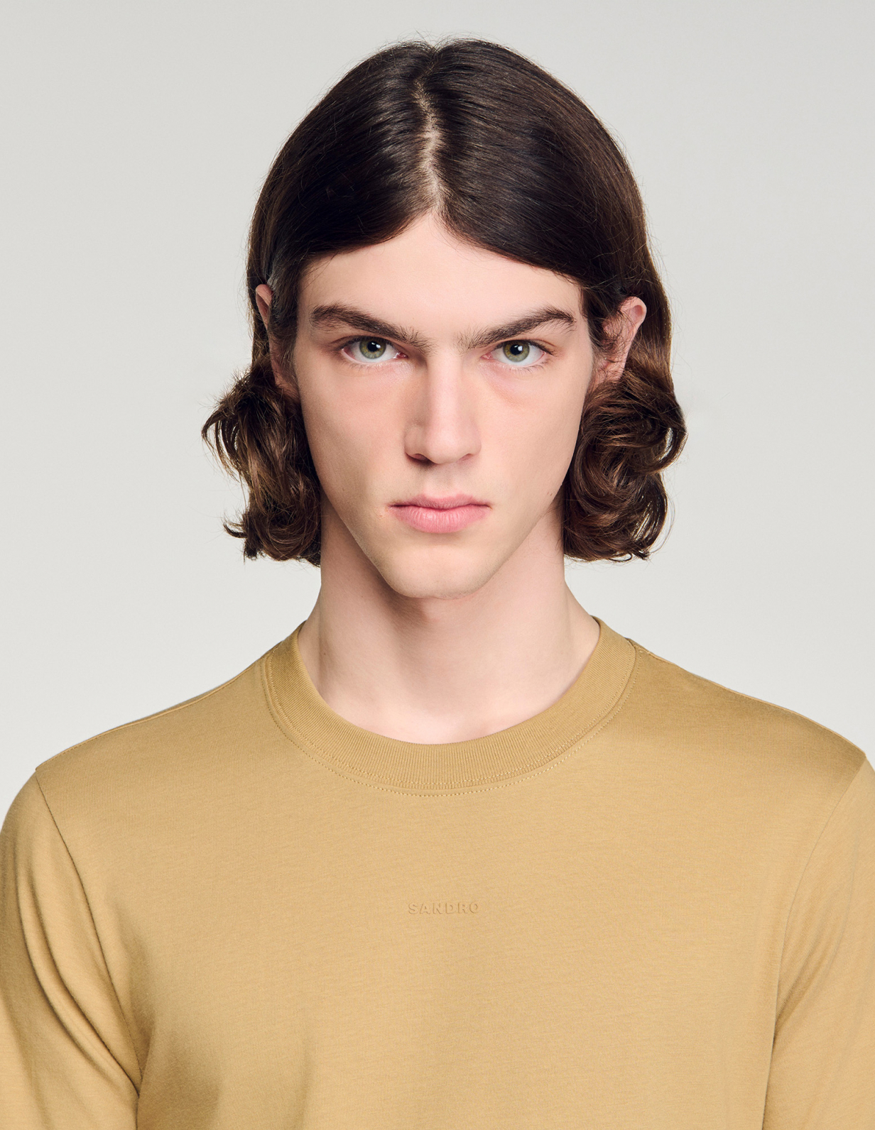 Чоловіча бежева бавовняна футболка_3