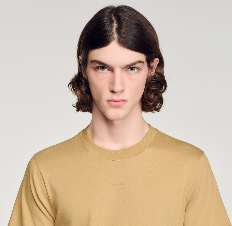 Чоловіча бежева бавовняна футболка