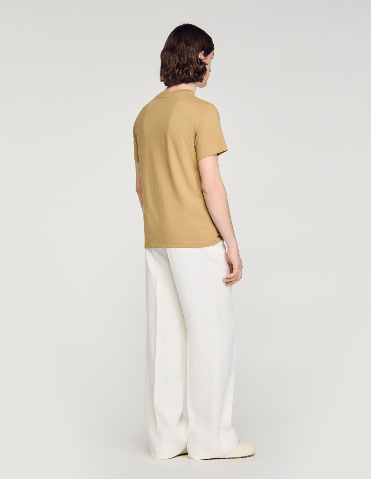 Чоловіча бежева бавовняна футболка_5