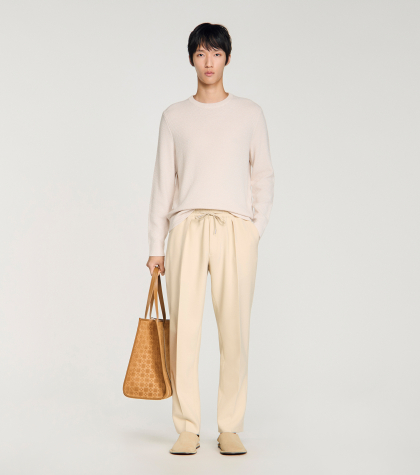 Мужские молочные брюки с кулиской