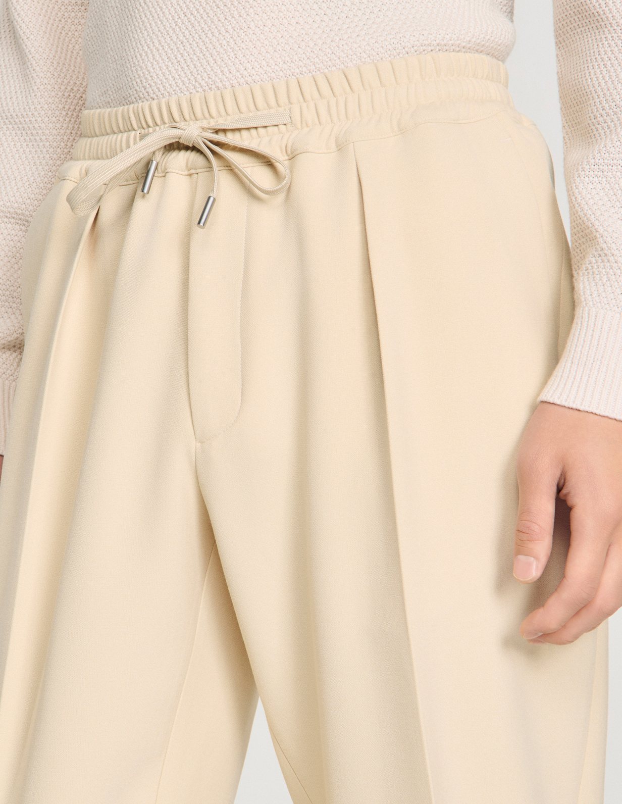 Мужские молочные брюки с кулиской_3