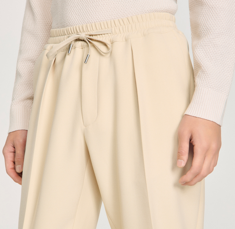 Мужские молочные брюки с кулиской