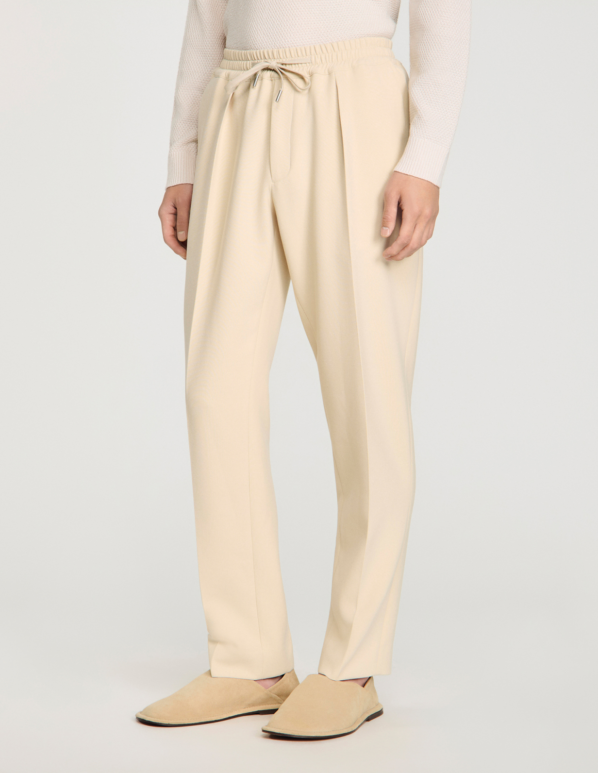 Мужские молочные брюки с кулиской_4