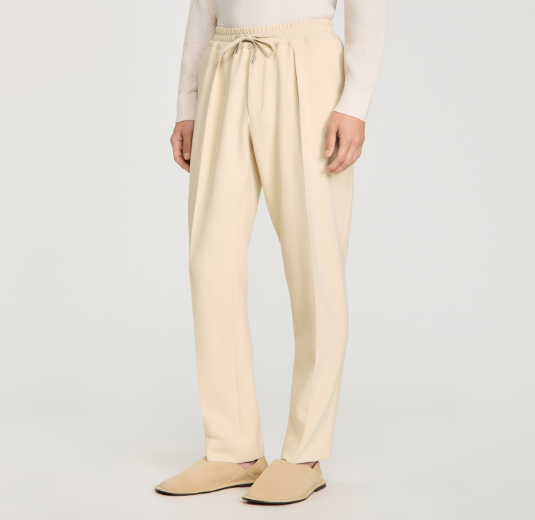 Мужские молочные брюки с кулиской