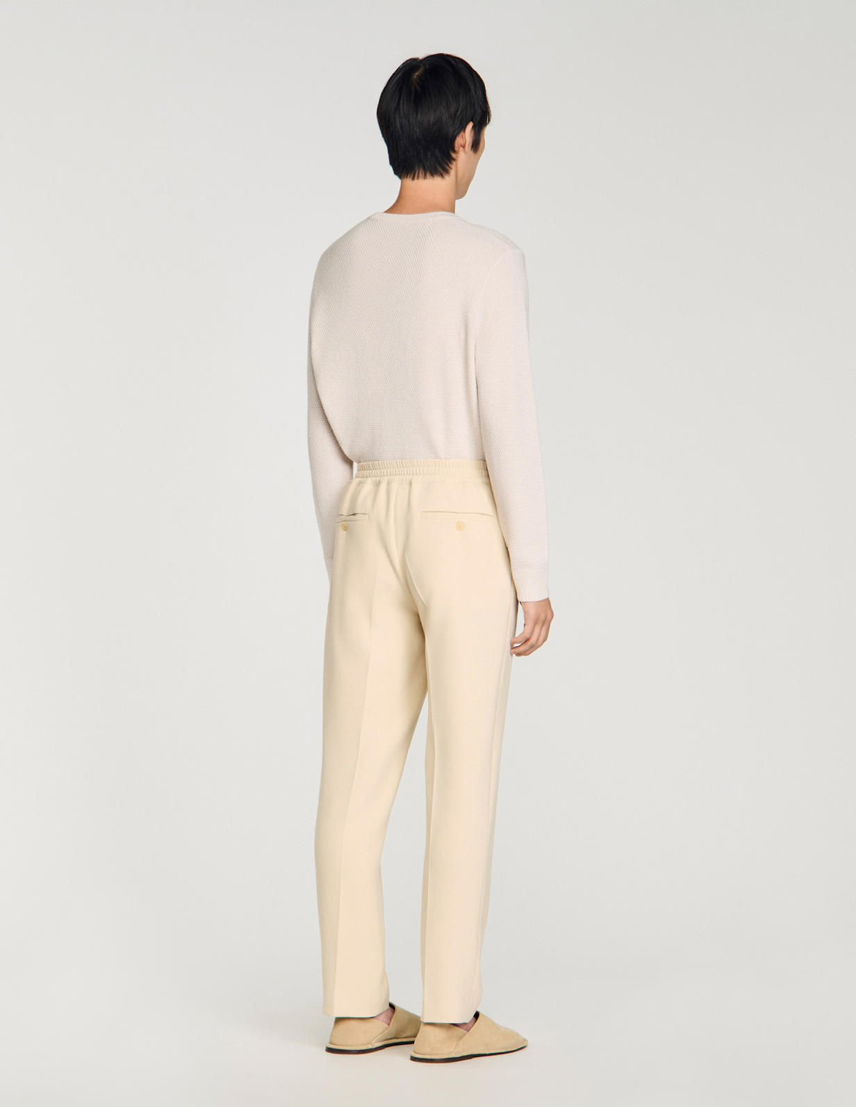 Мужские молочные брюки с кулиской_5