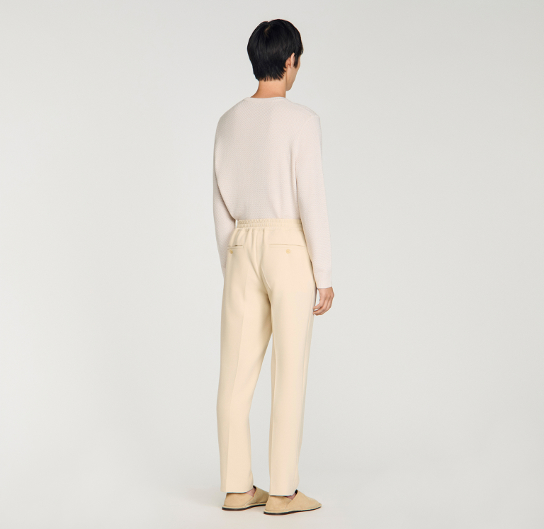 Мужские молочные брюки с кулиской