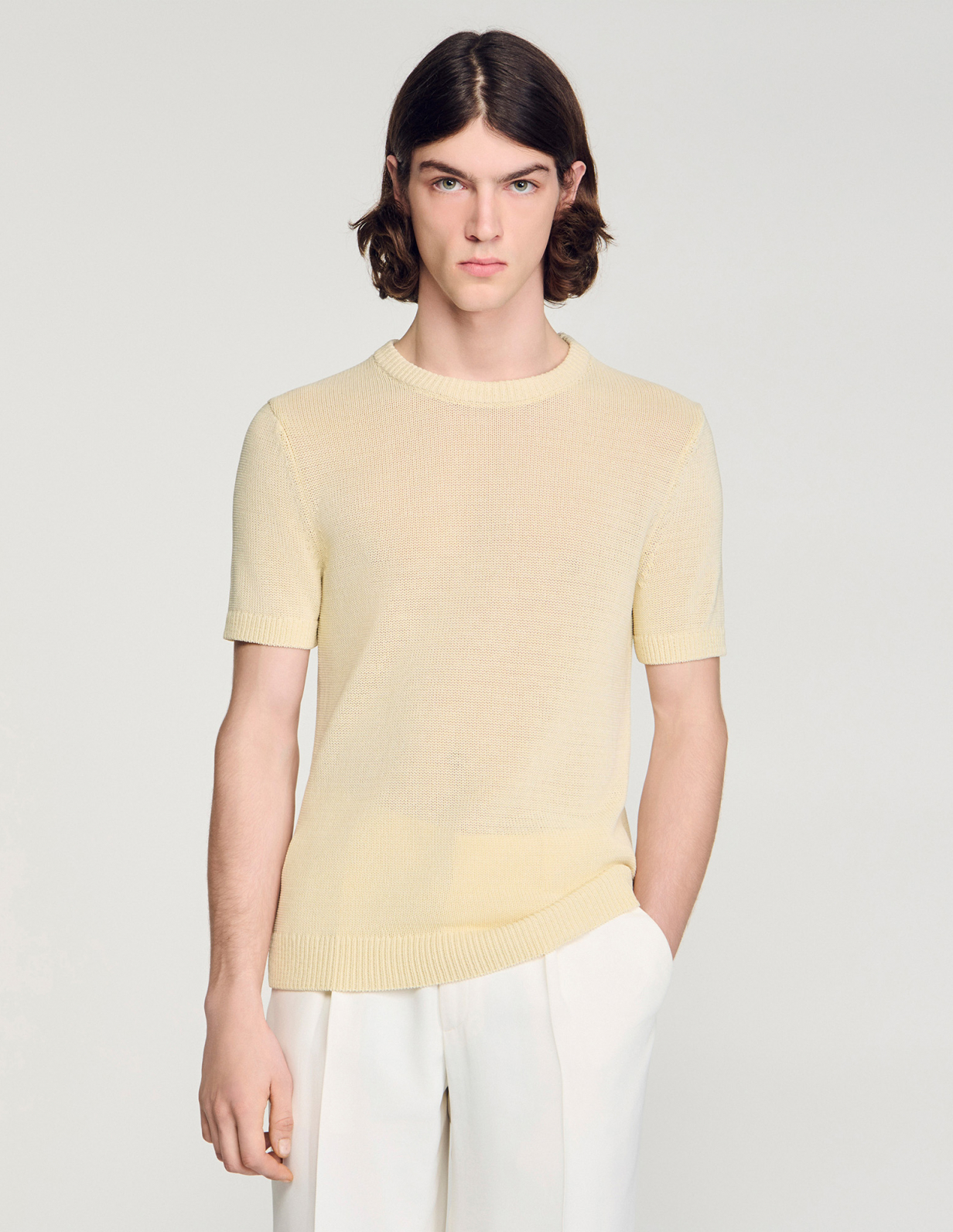 Чоловіча молочна трикотажна футболка_4