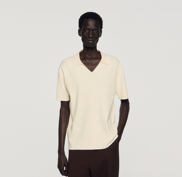 Мужское молочное трикотажное поло