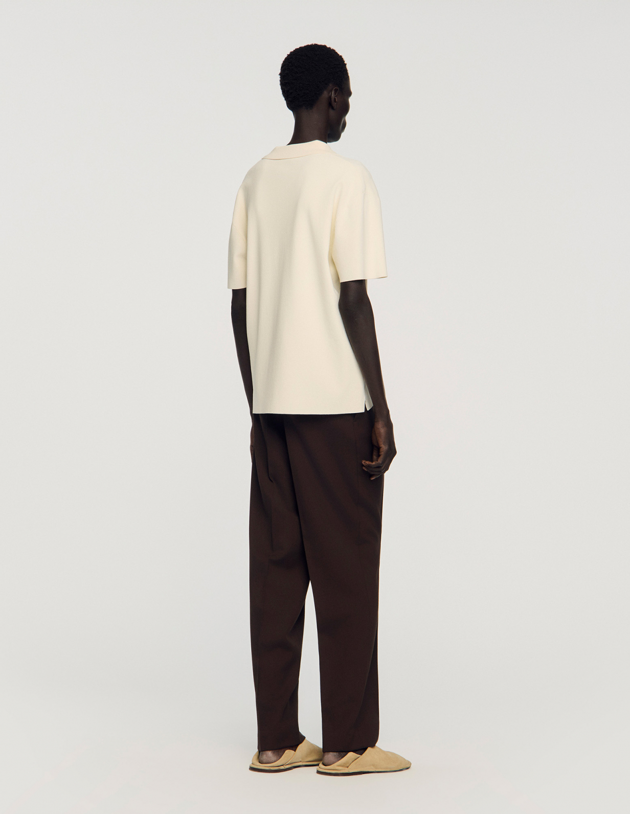 Мужское молочное трикотажное поло_5