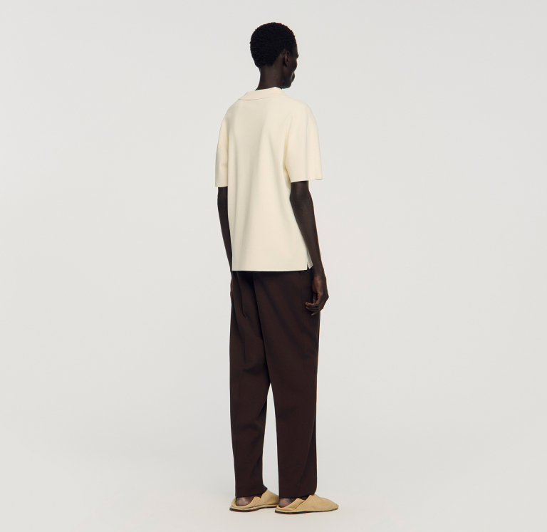 Мужское молочное трикотажное поло