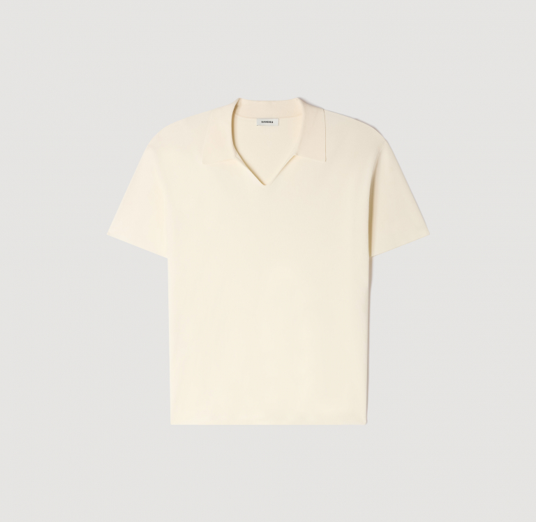 Мужское молочное трикотажное поло