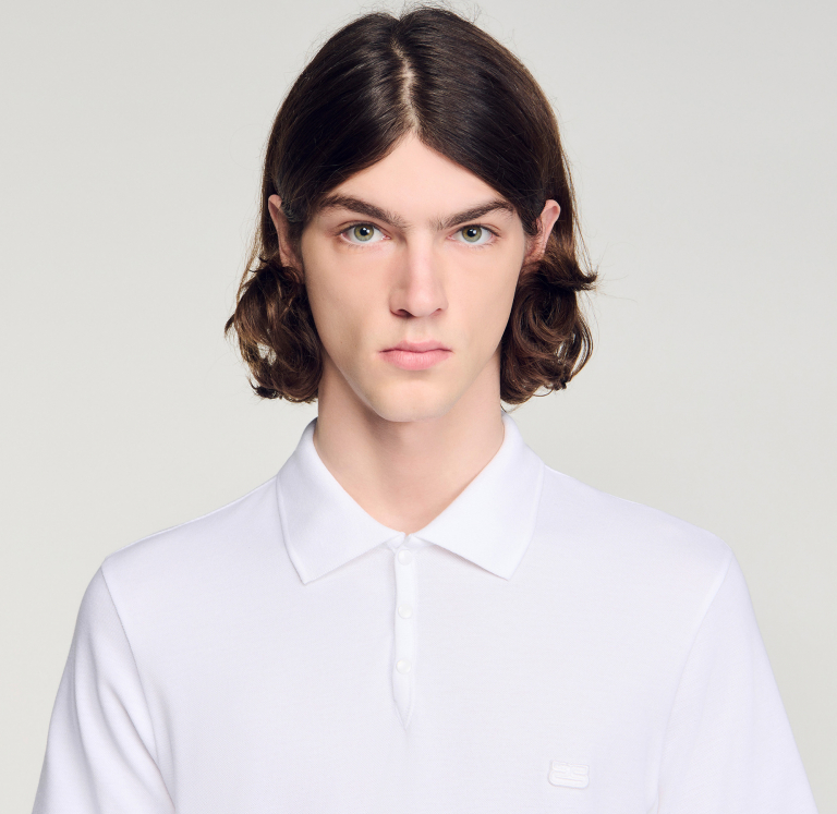 Мужское белое поло с логотипом