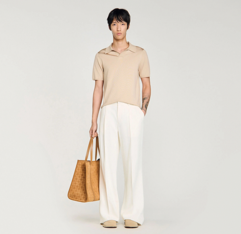 Чоловіче трикотажне поло з V-подібним вирізом