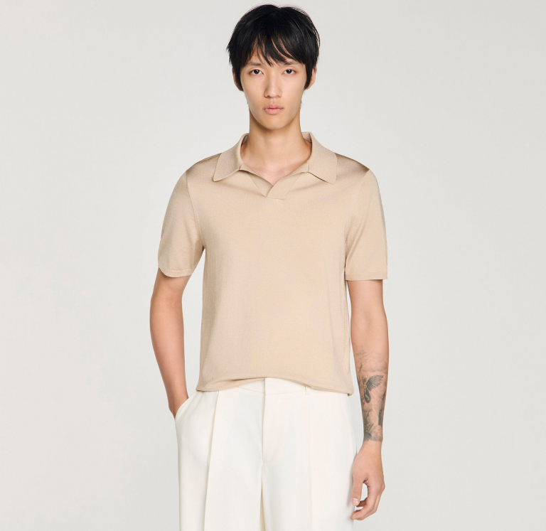 Чоловіче трикотажне поло з V-подібним вирізом