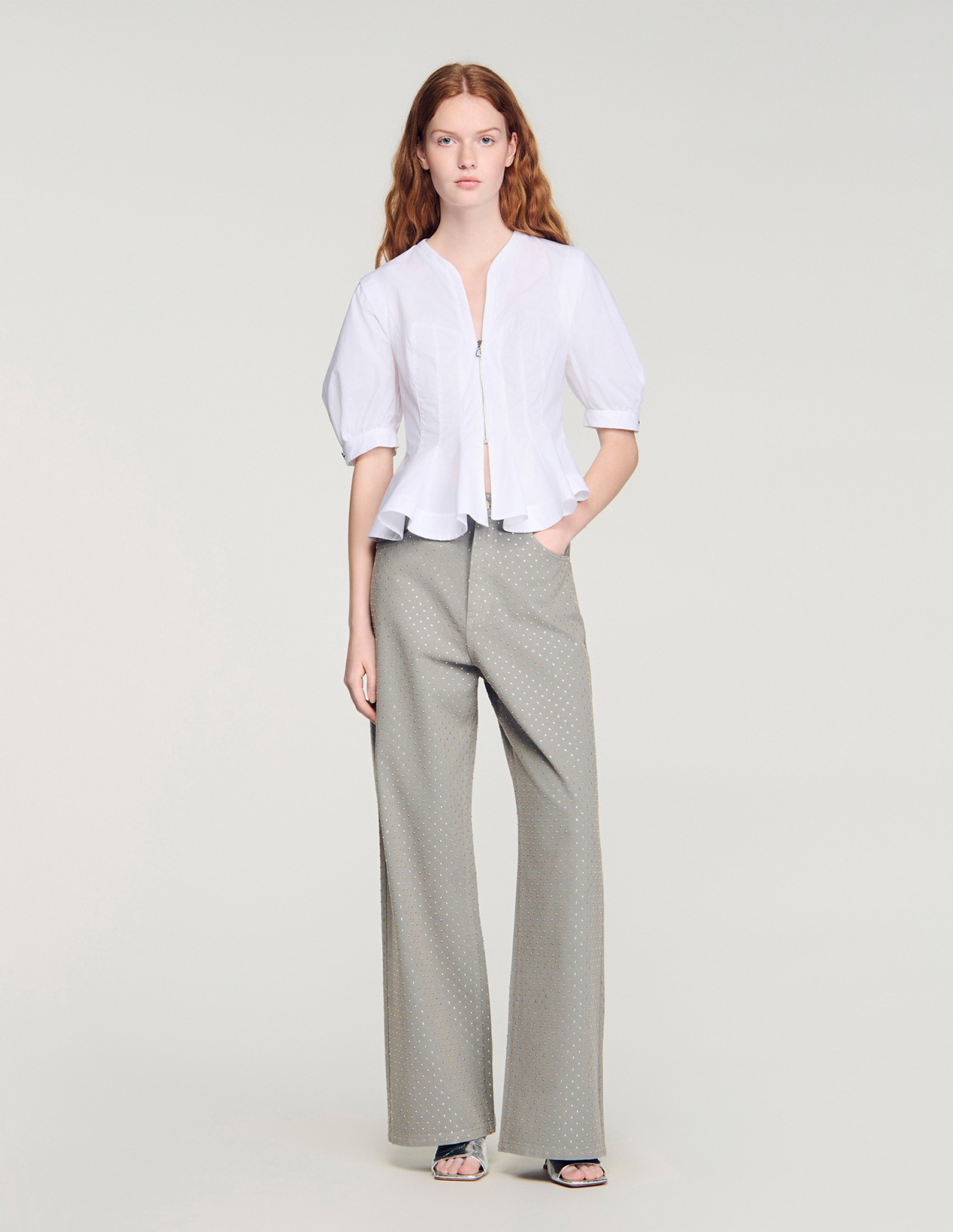 Жіноча сорочка з баскою на блискавці_1