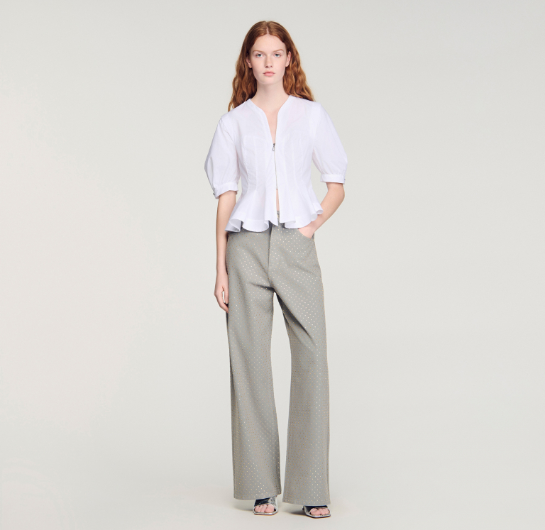 Жіноча сорочка з баскою на блискавці