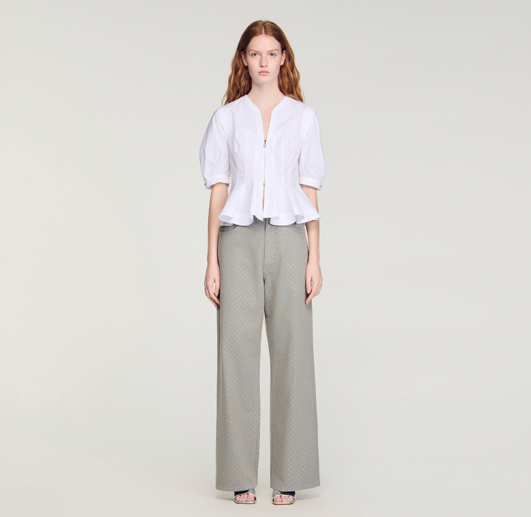 Жіноча сорочка з баскою на блискавці