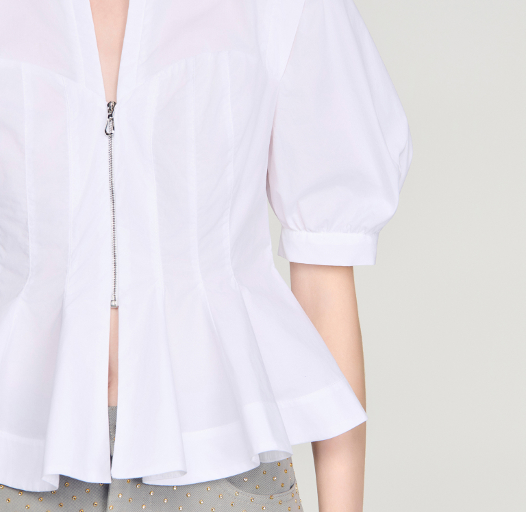 Жіноча сорочка з баскою на блискавці