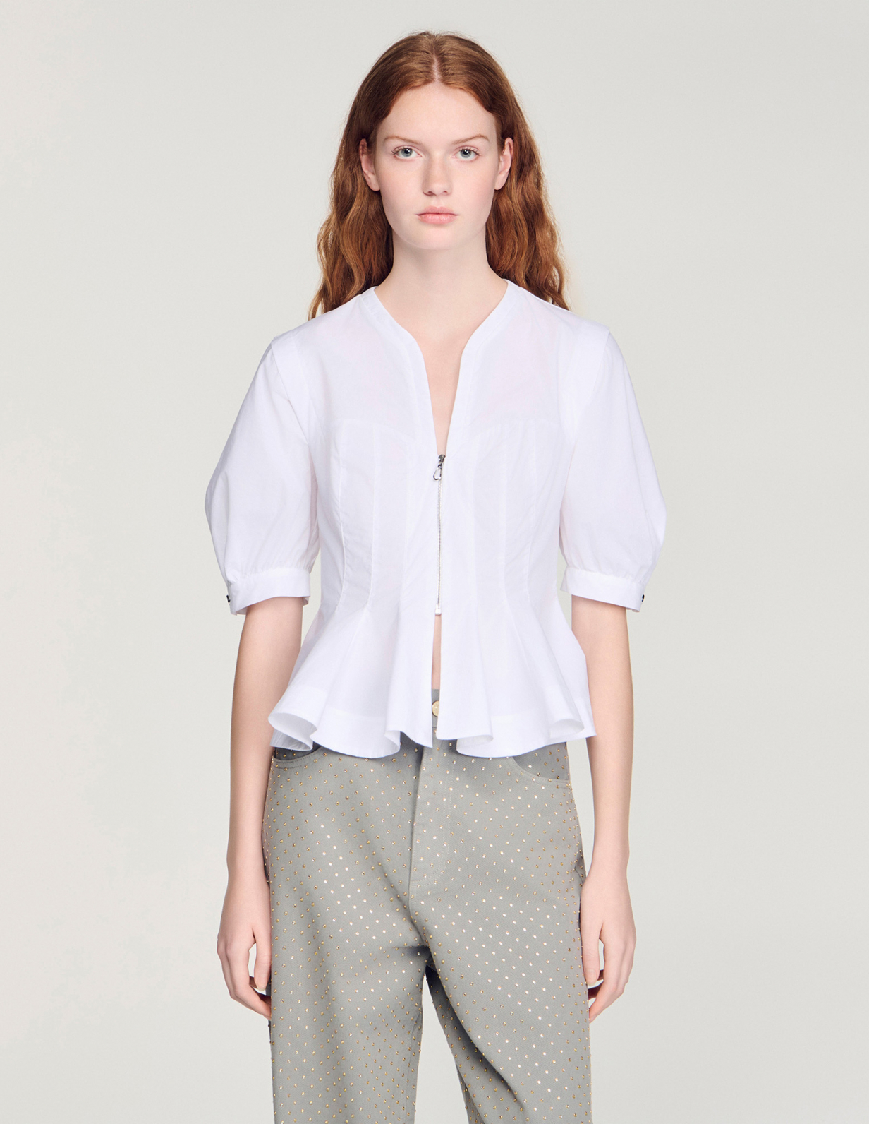 Жіноча сорочка з баскою на блискавці_4