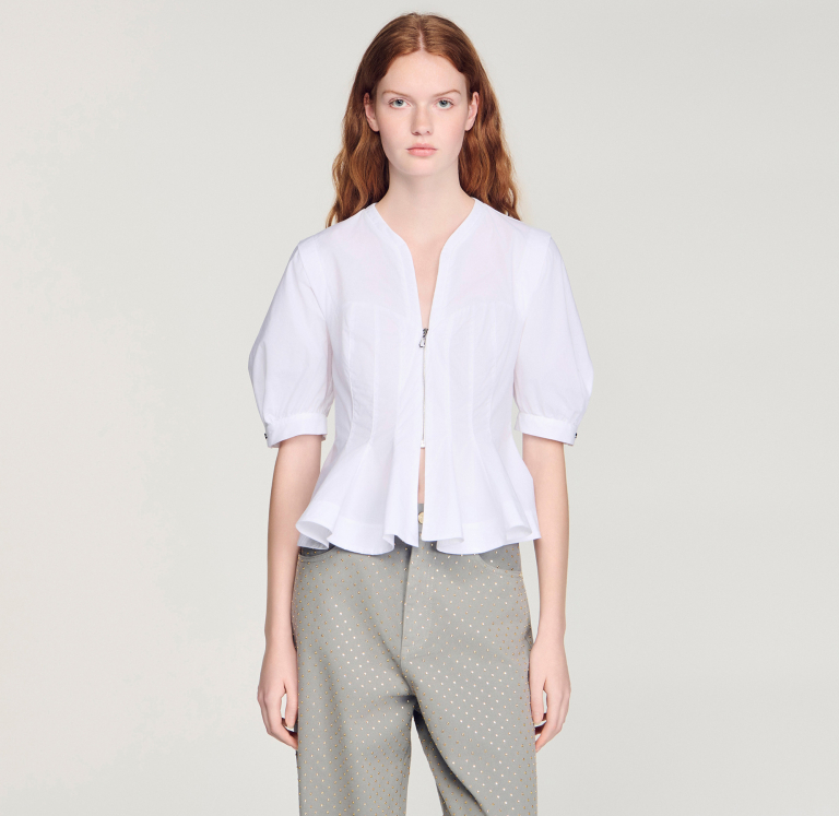 Жіноча сорочка з баскою на блискавці