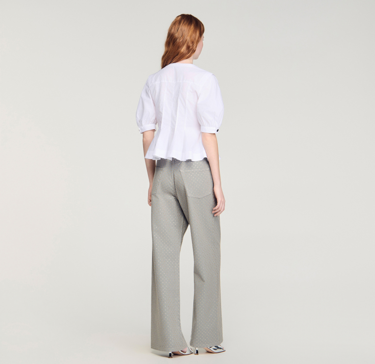 Жіноча сорочка з баскою на блискавці