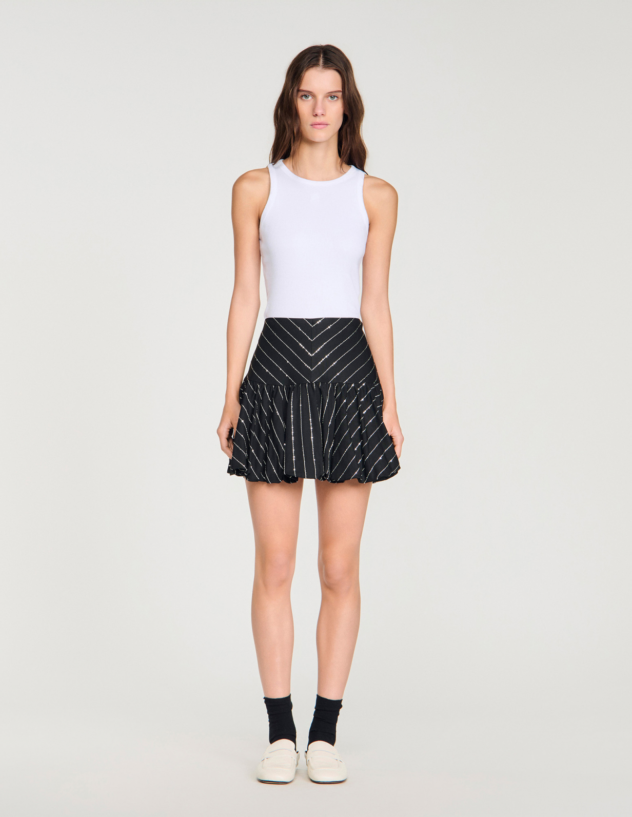 Жіноча спідниця у смужку, розшита паєтками_2