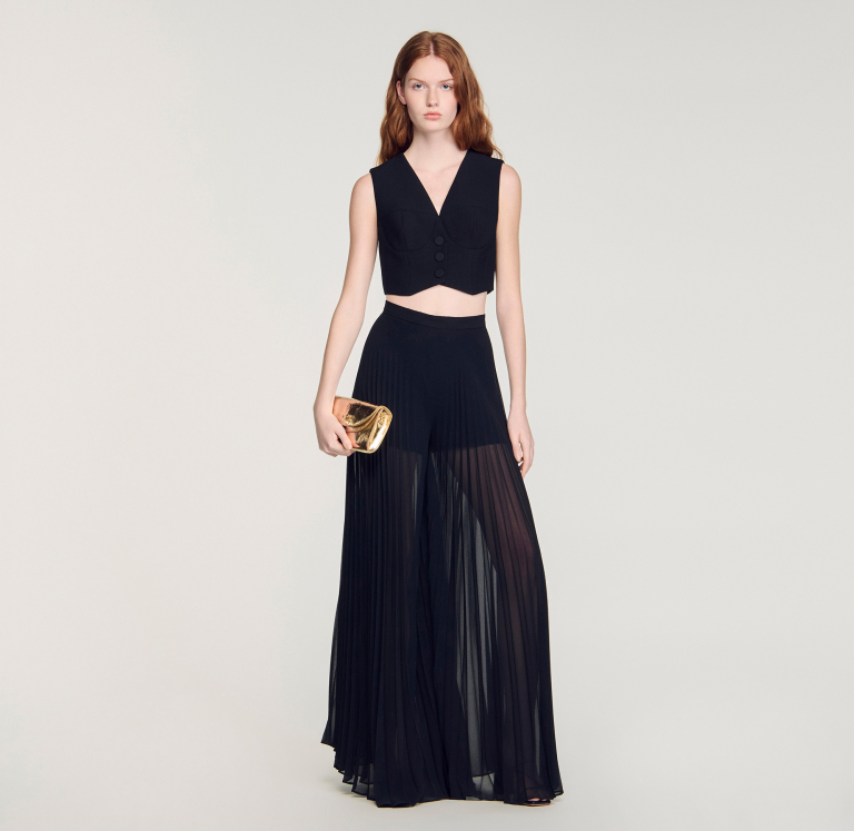 Жіночі широкі плісировані брюки