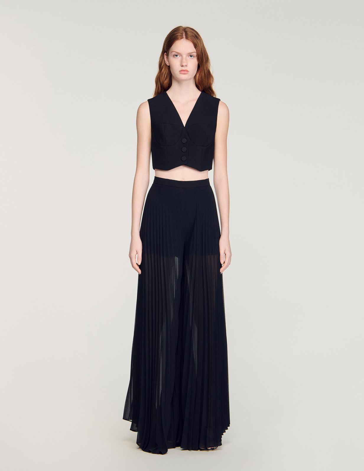 Жіночі широкі плісировані брюки_2