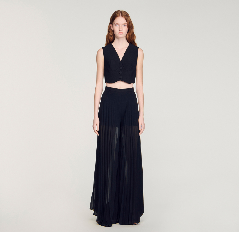 Жіночі широкі плісировані брюки