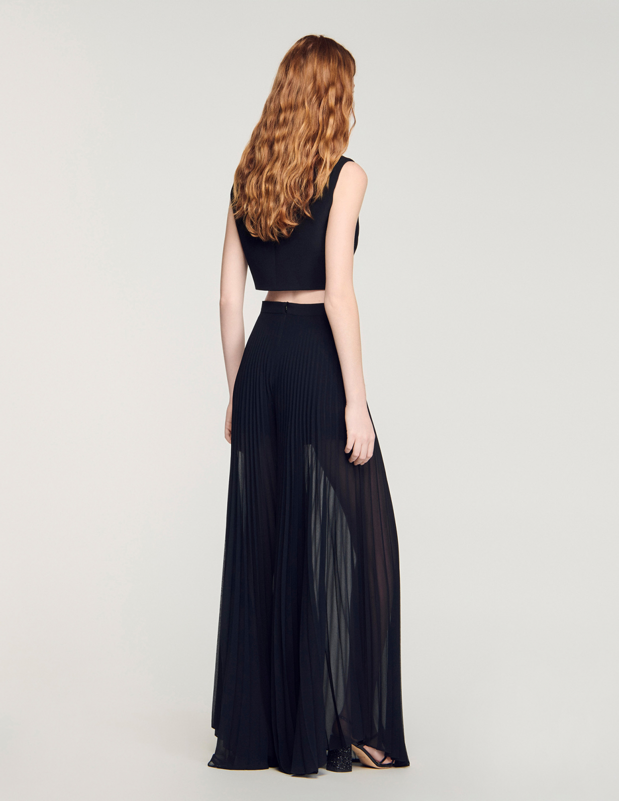 Жіночі широкі плісировані брюки_5