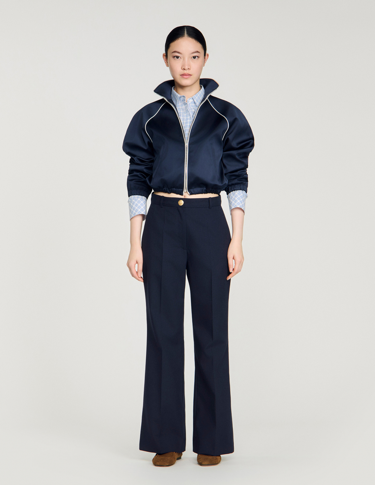 Женские широкие шерстяные брюки_2