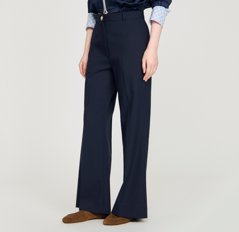 Женские широкие шерстяные брюки