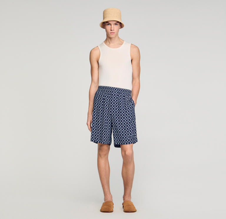 Мужские синие шорты с принтом в виде звеньев