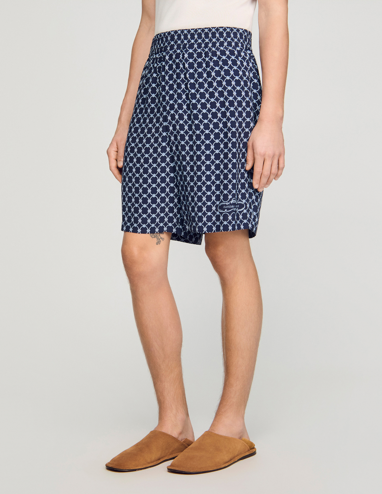 Мужские синие шорты с принтом в виде звеньев_4