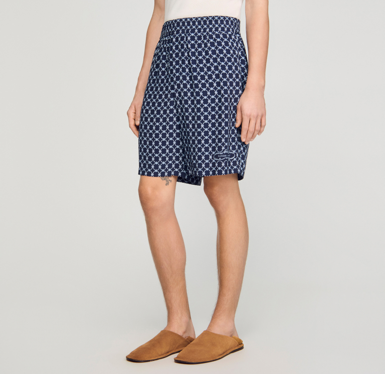 Мужские синие шорты с принтом в виде звеньев